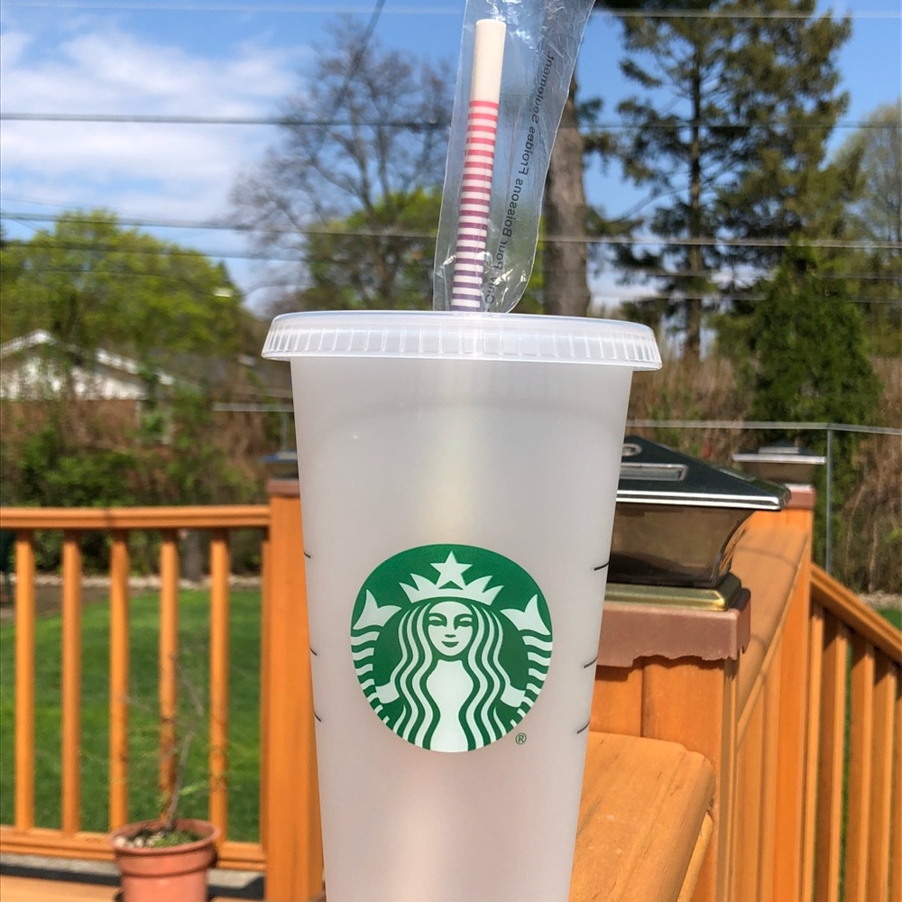 NEW Starbucks Reusable Cup w/ RARE Rainbow Straw